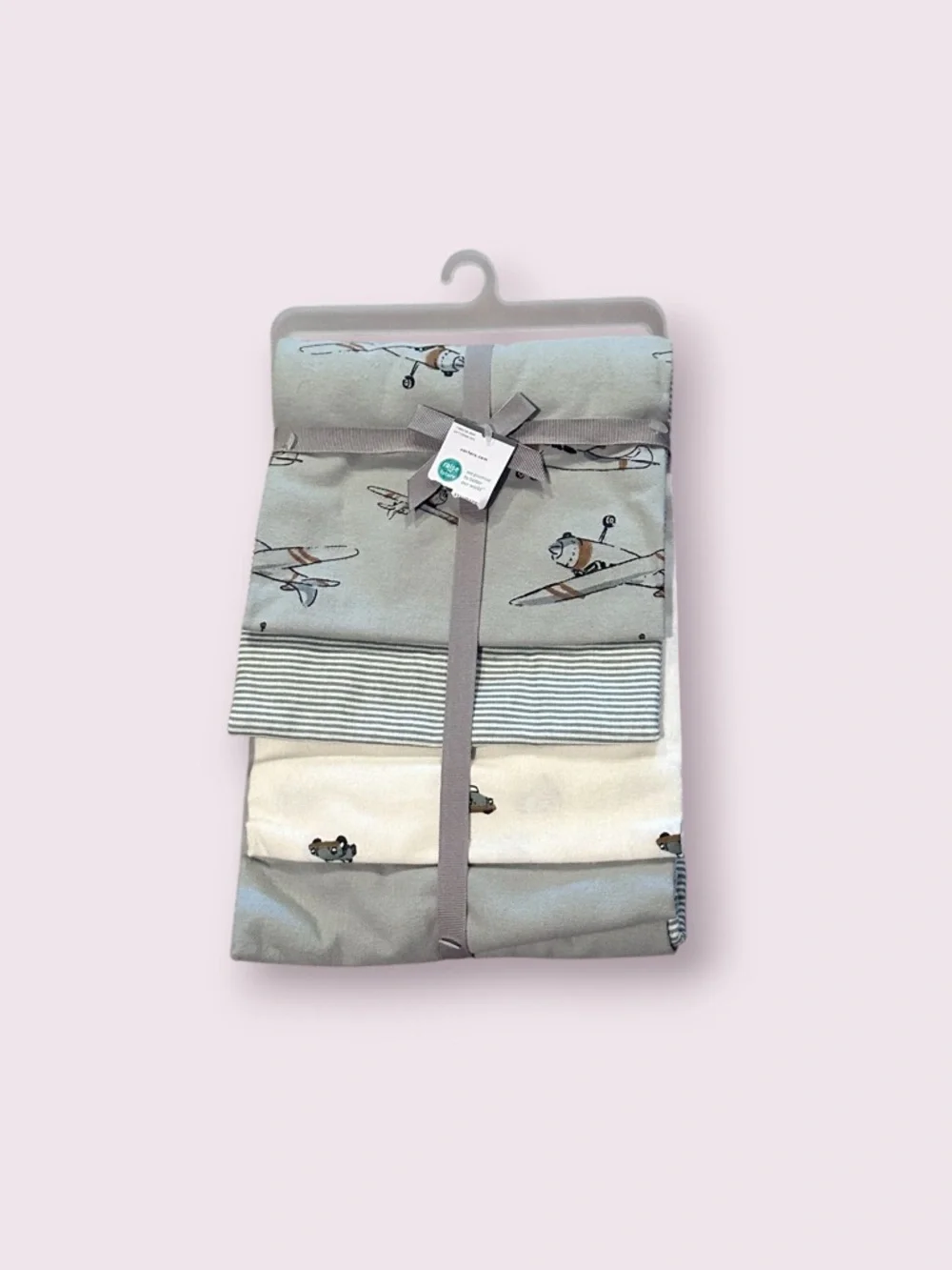 NWT Carter's Airplane Automobile Striped Print Baby Receiving Blanket Set